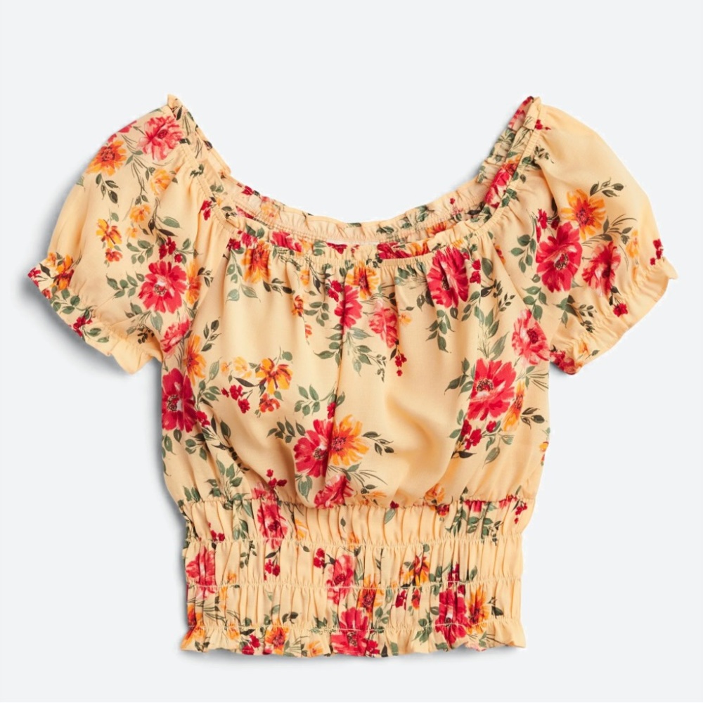 The General Good- Mark Smocked Crop Top- Yellow (Large)